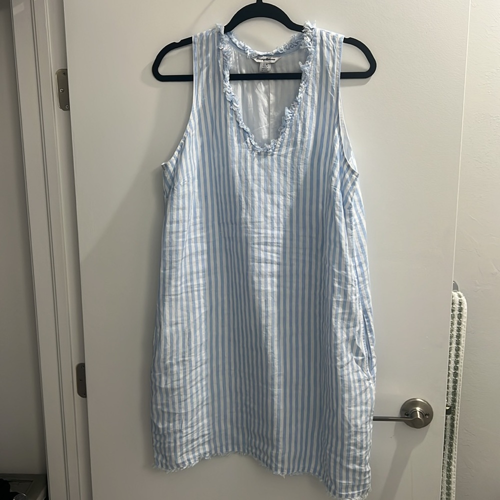 Tommy Bahama Striped linen Sleeveless Shift Dress L